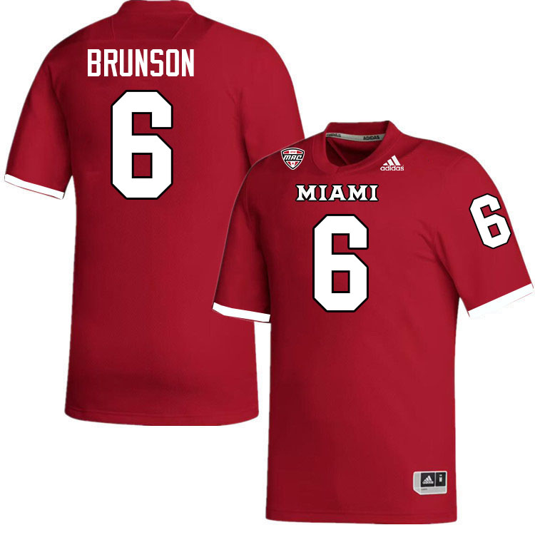 Miami University Redhawks #6 Jordan Brunson College Football Jerseys Stitched-Red